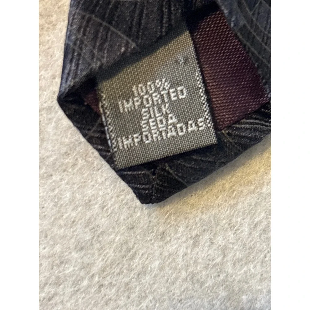 Stafford Silk Tie Mens‎ OS Black Grey Geometric Woven Classic Excellent Wide